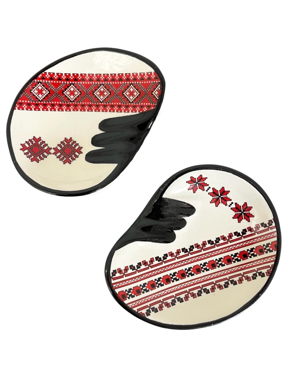 Vintage Ukrainian Art Ceramic Hand Painted Ashtrays / Trinket Dish